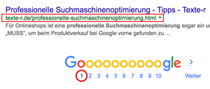 Google SERP für texte-r.de