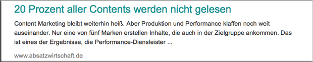 Nur 20 % der Content Marketing-Texte sind erfolgreich Content-Marketing Texte - absatzwirtschaft.de
